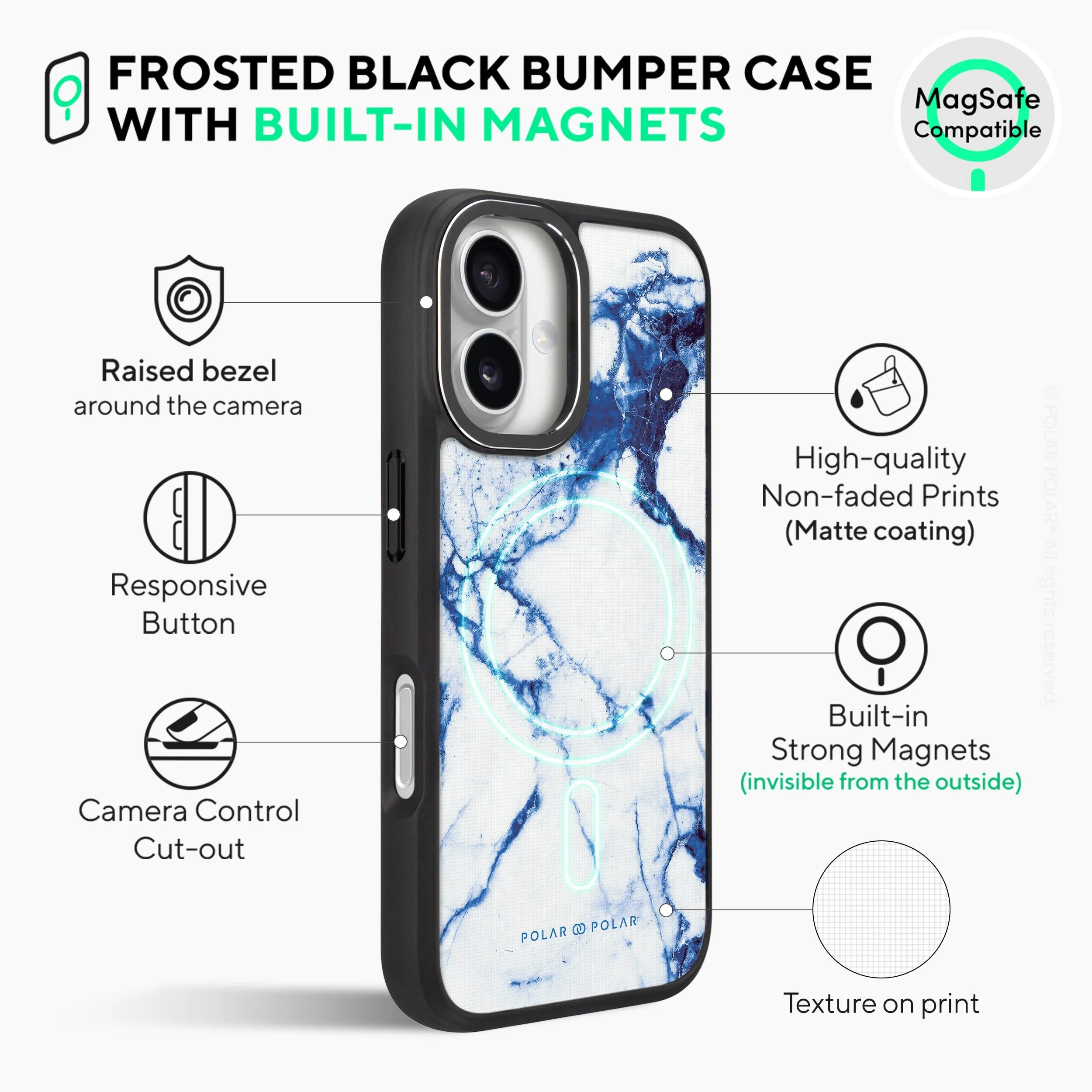 Indigo Vase - iPhone 16 Plus Frosted Black Bumper MagSafe Case