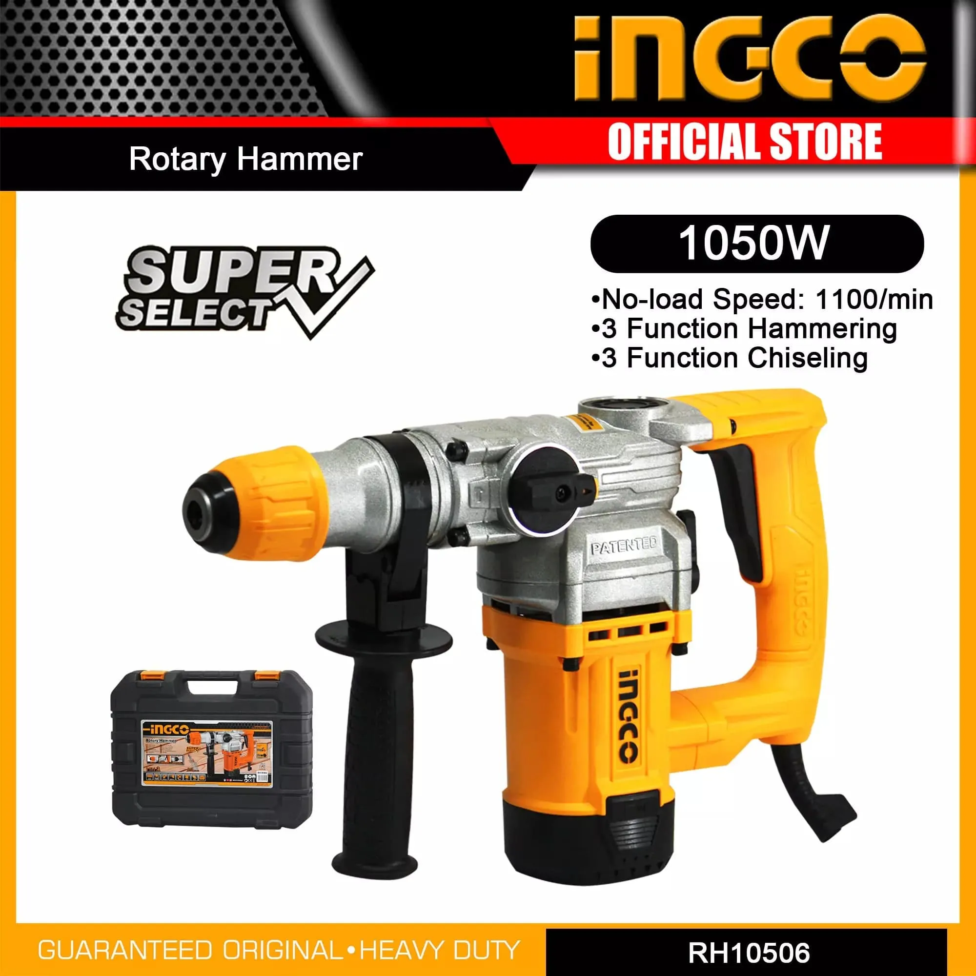 Ingco 1050W Heavy-Duty Rotary Hammer Drill with SDS Plus – RH10506