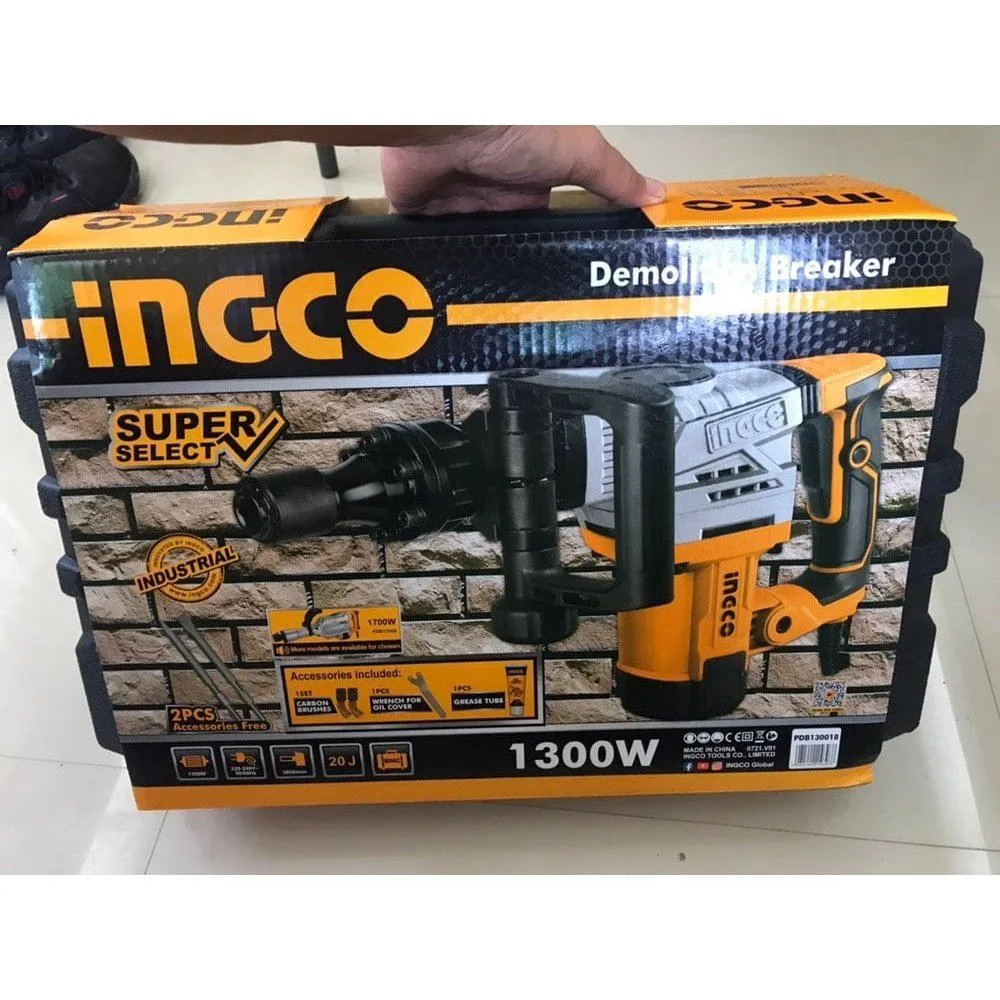 Ingco 1300W Demolition Breaker with HEX Chuck & Anti-Vibration System – PDB130018