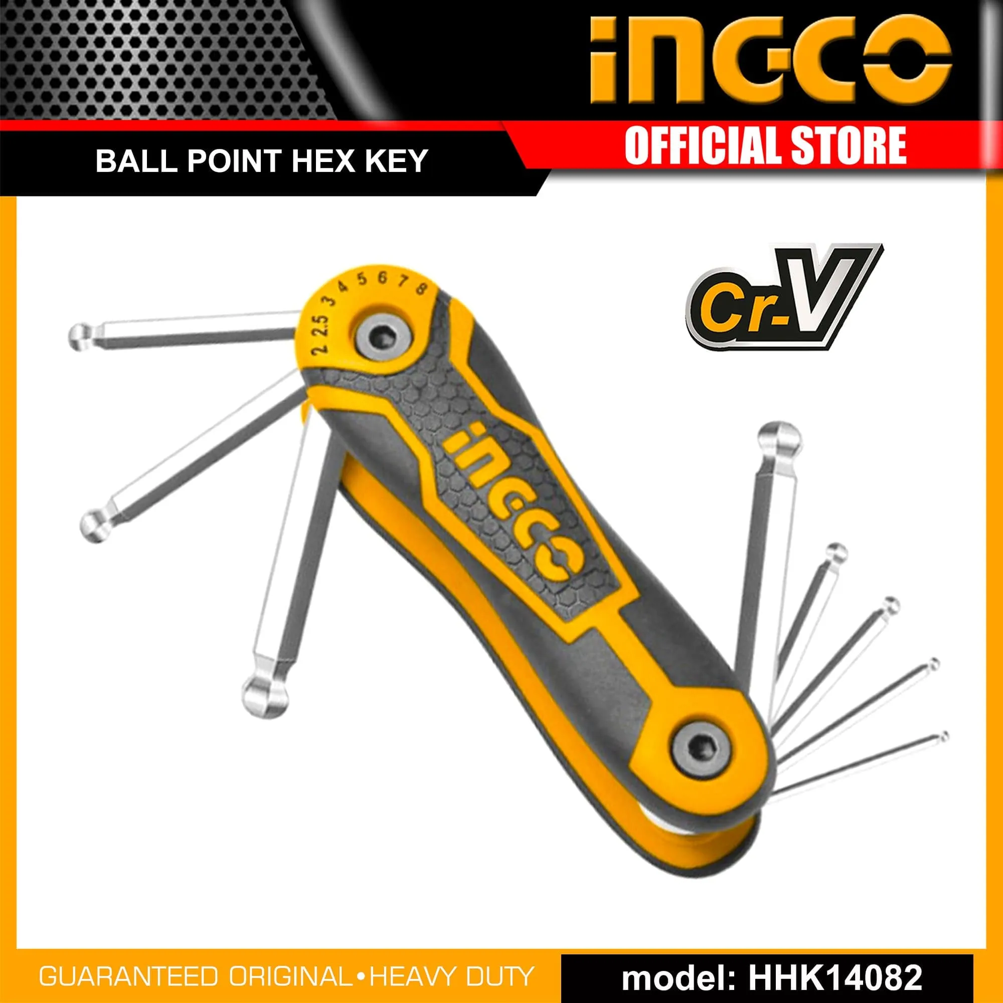 Ingco 8 Pieces Ball Point Pocket Hex Keys - HHK14082