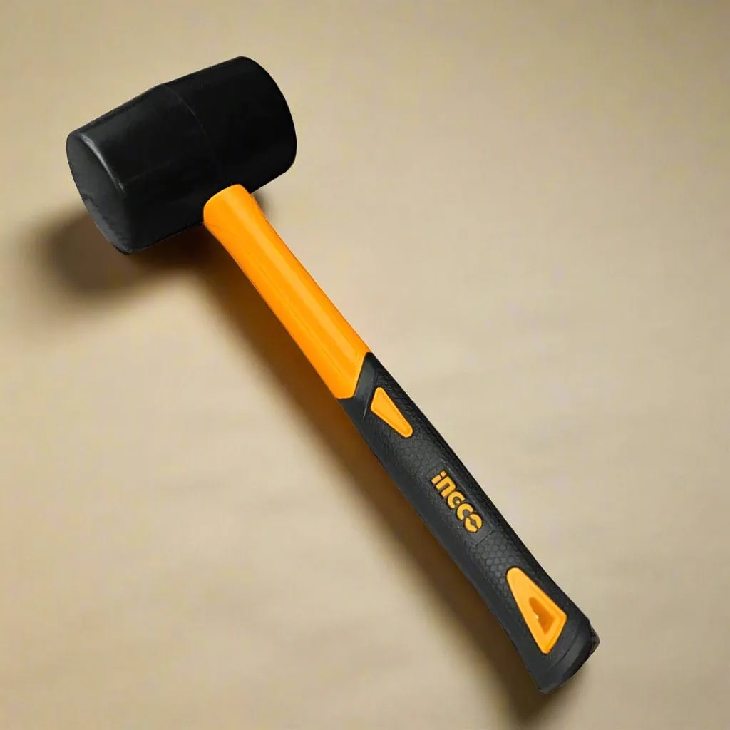 Ingco Rubber Hammer with Fiberglass Handle - 220g & 450g | HRUH8208 & HRUH8216
