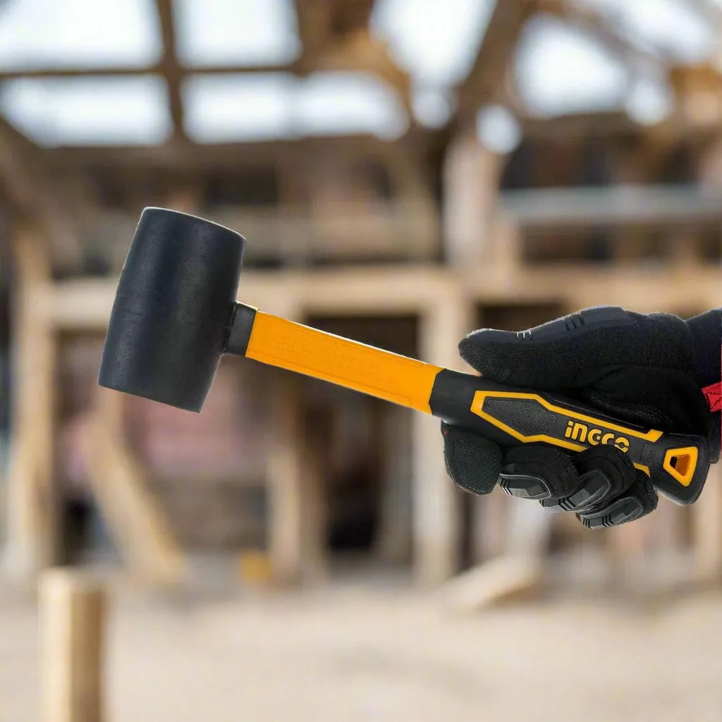 Ingco Rubber Hammer with Fiberglass Handle - 220g & 450g | HRUH8208 & HRUH8216