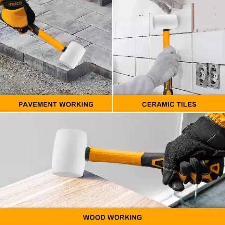 Ingco Soft Rubber Hammer 450g with Fiberglass Handle - HRUH8916