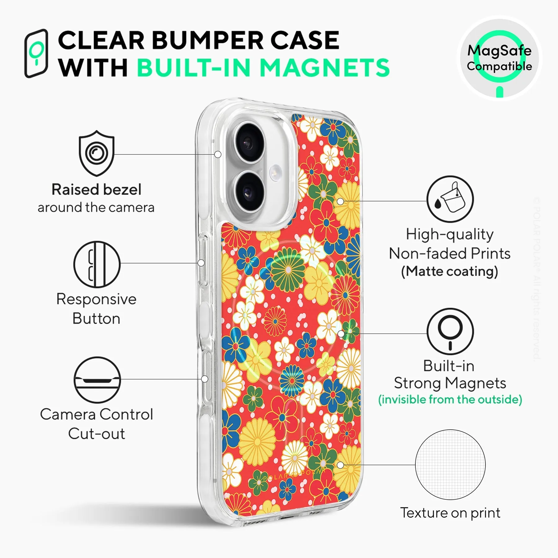 Japan Blossoms - iPhone 16 Plus Clear Bumper MagSafe Case