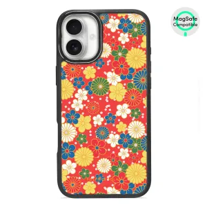 Japan Blossoms - iPhone 16 Plus Frosted Black Bumper MagSafe Case