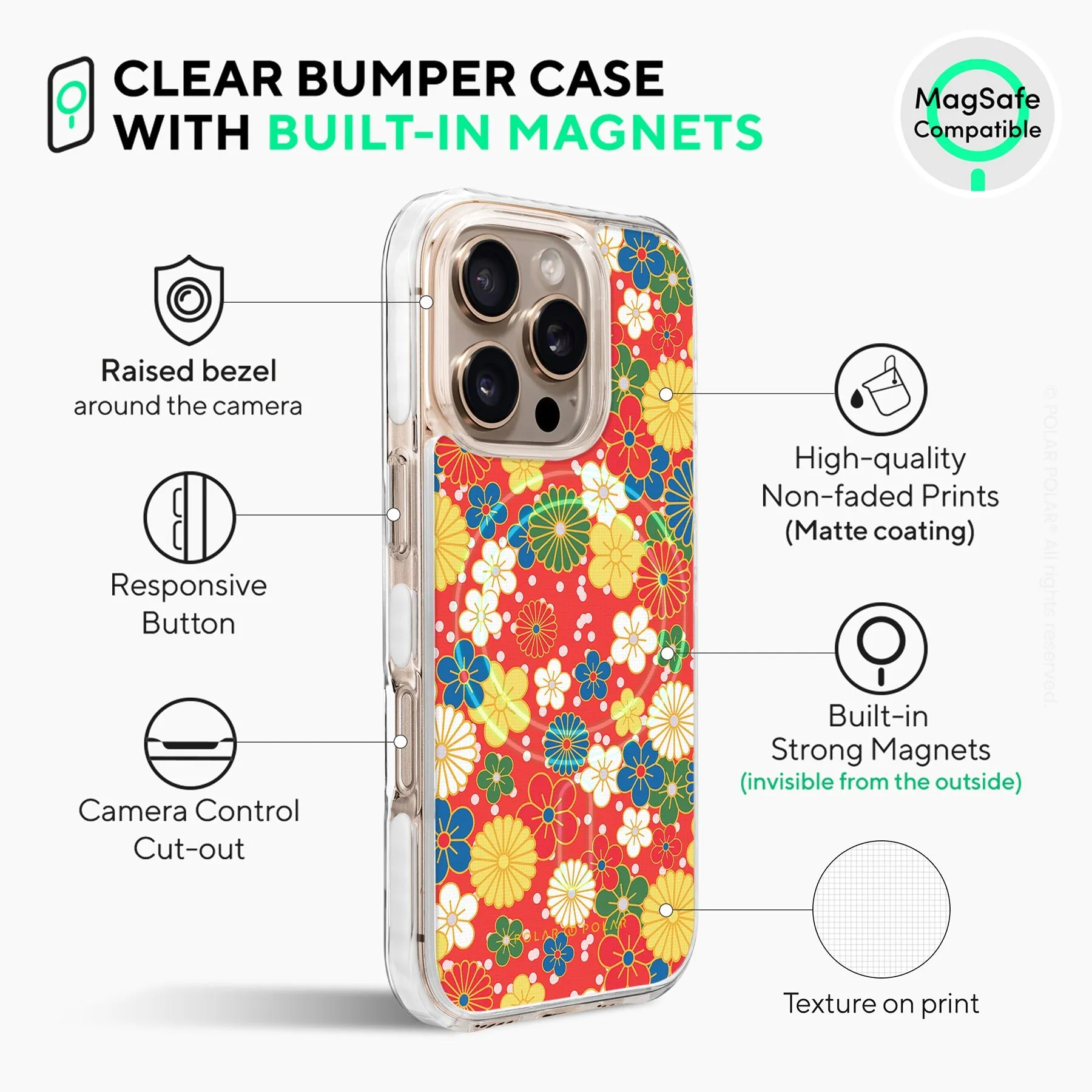 Japan Blossoms - iPhone 16 Pro Max Clear Bumper MagSafe Case