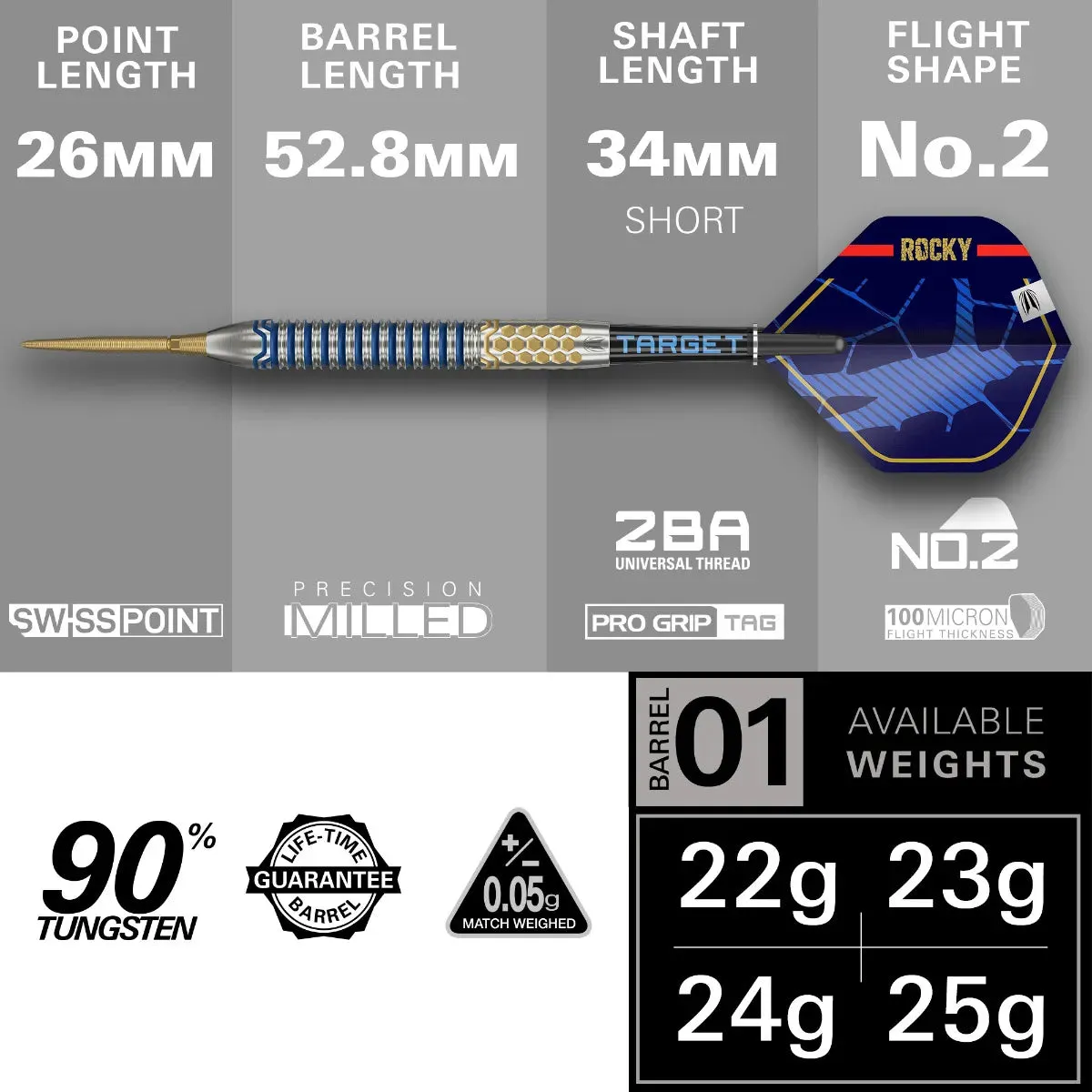 Josh Rock G1 90% Tungsten SP Steel Tip Darts by Target Darts