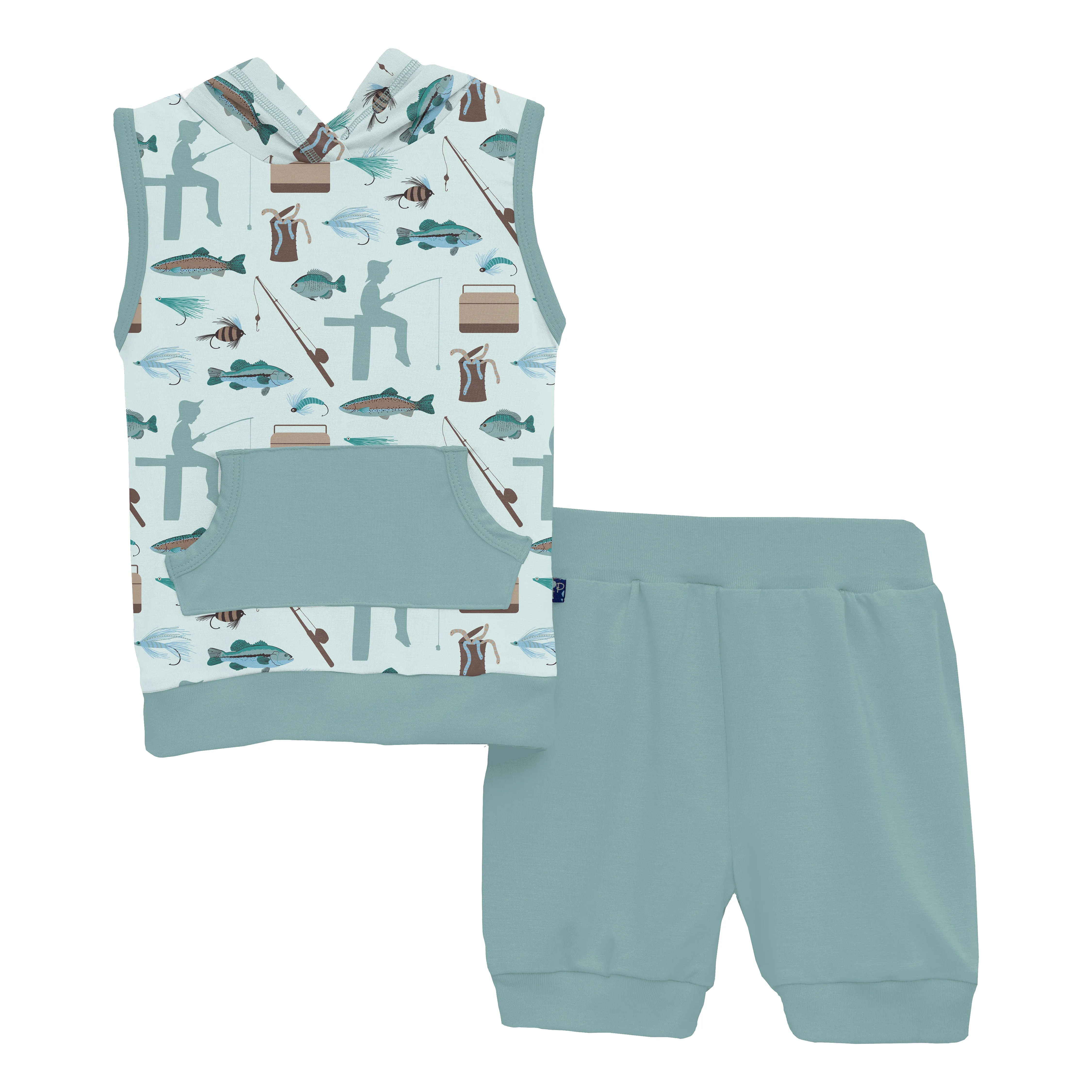 KicKee - Short Sleeve Hoodie Tank Outfit Set - Fresh Air and Fishing