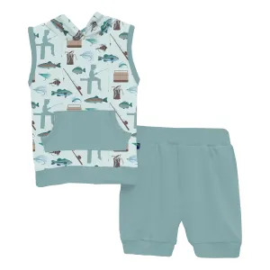 KicKee - Short Sleeve Hoodie Tank Outfit Set - Fresh Air and Fishing