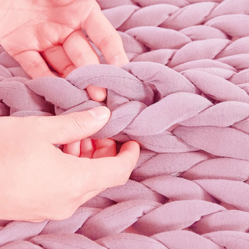 Knitted Weighted Blanket Chunky Bulky Knit Throw Blanket 9KG Pink