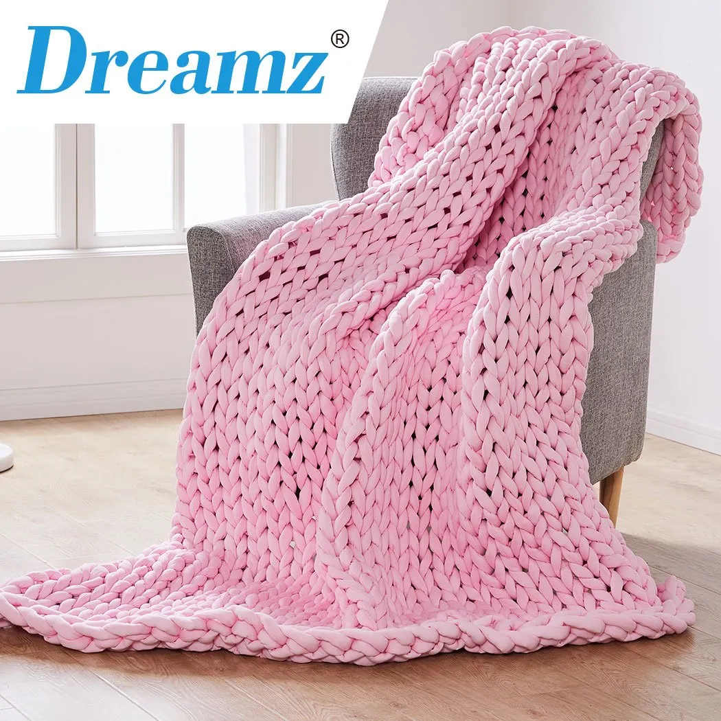 Knitted Weighted Blanket Chunky Bulky Knit Throw Blanket 9KG Pink
