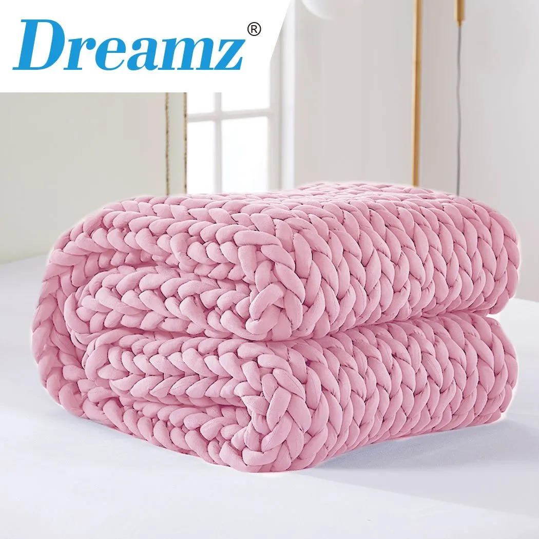 Knitted Weighted Blanket Chunky Bulky Knit Throw Blanket 9KG Pink