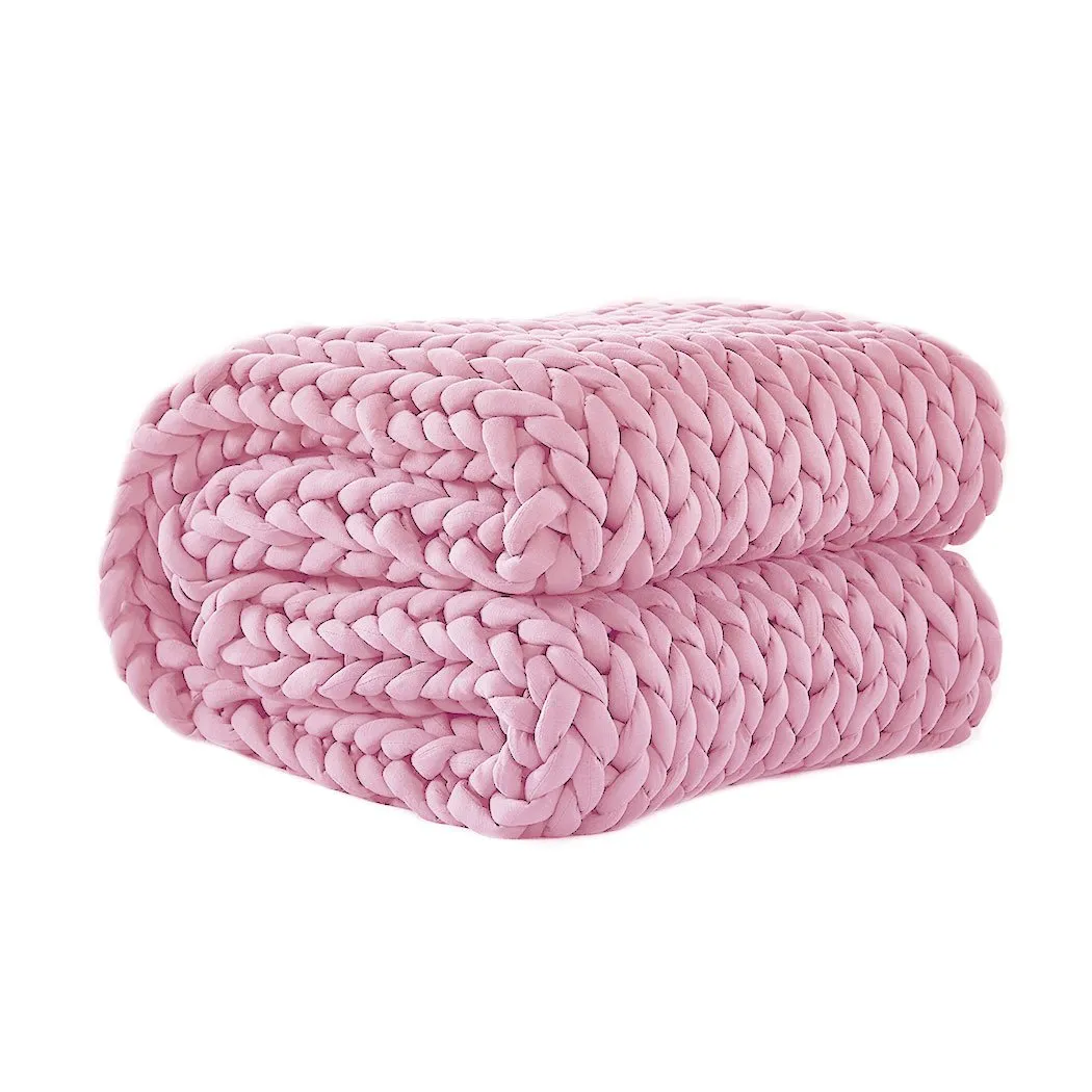 Knitted Weighted Blanket Chunky Bulky Knit Throw Blanket 9KG Pink