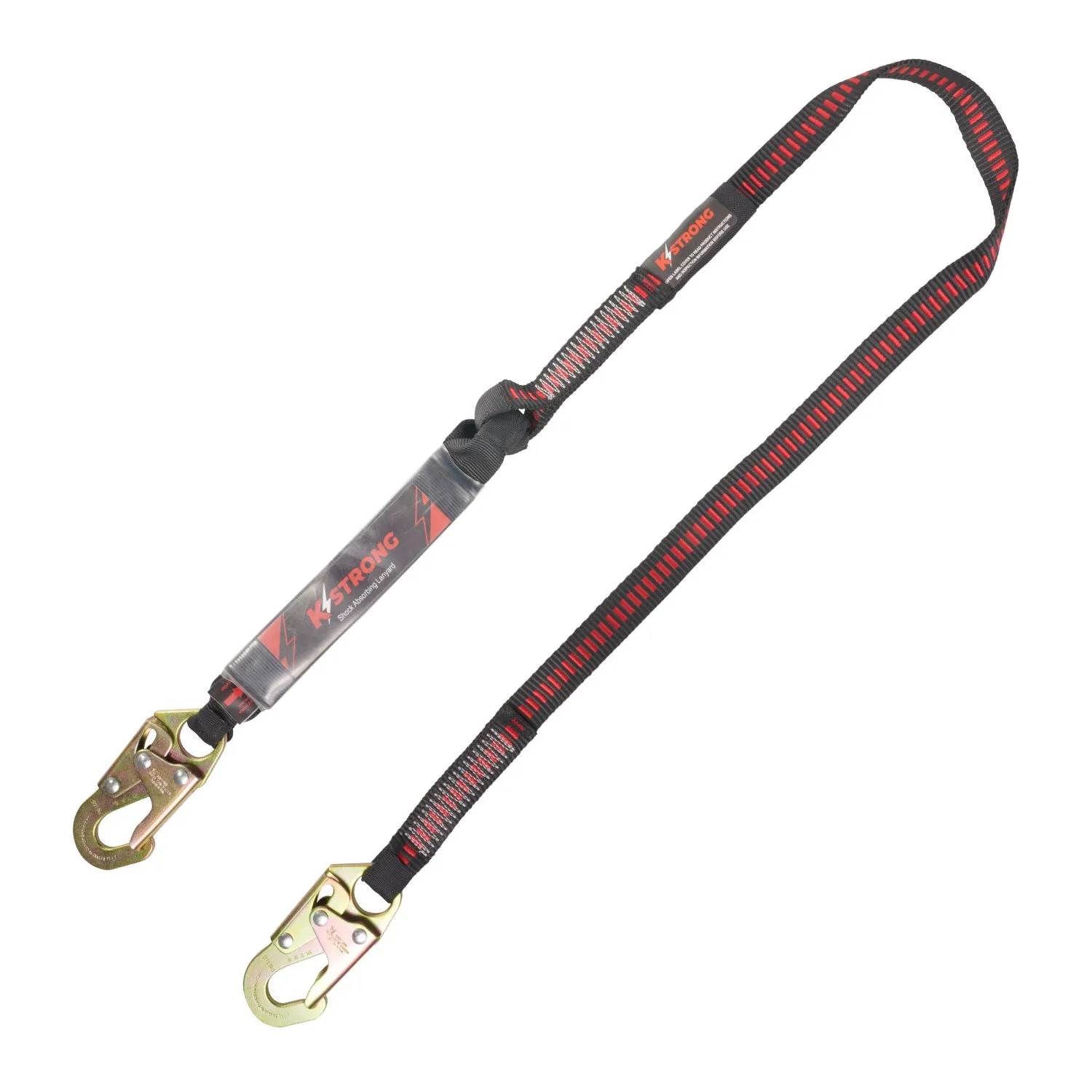 KStrong 6 ft. Clear pack design shock absorbing lanyard with snap hooks (each)