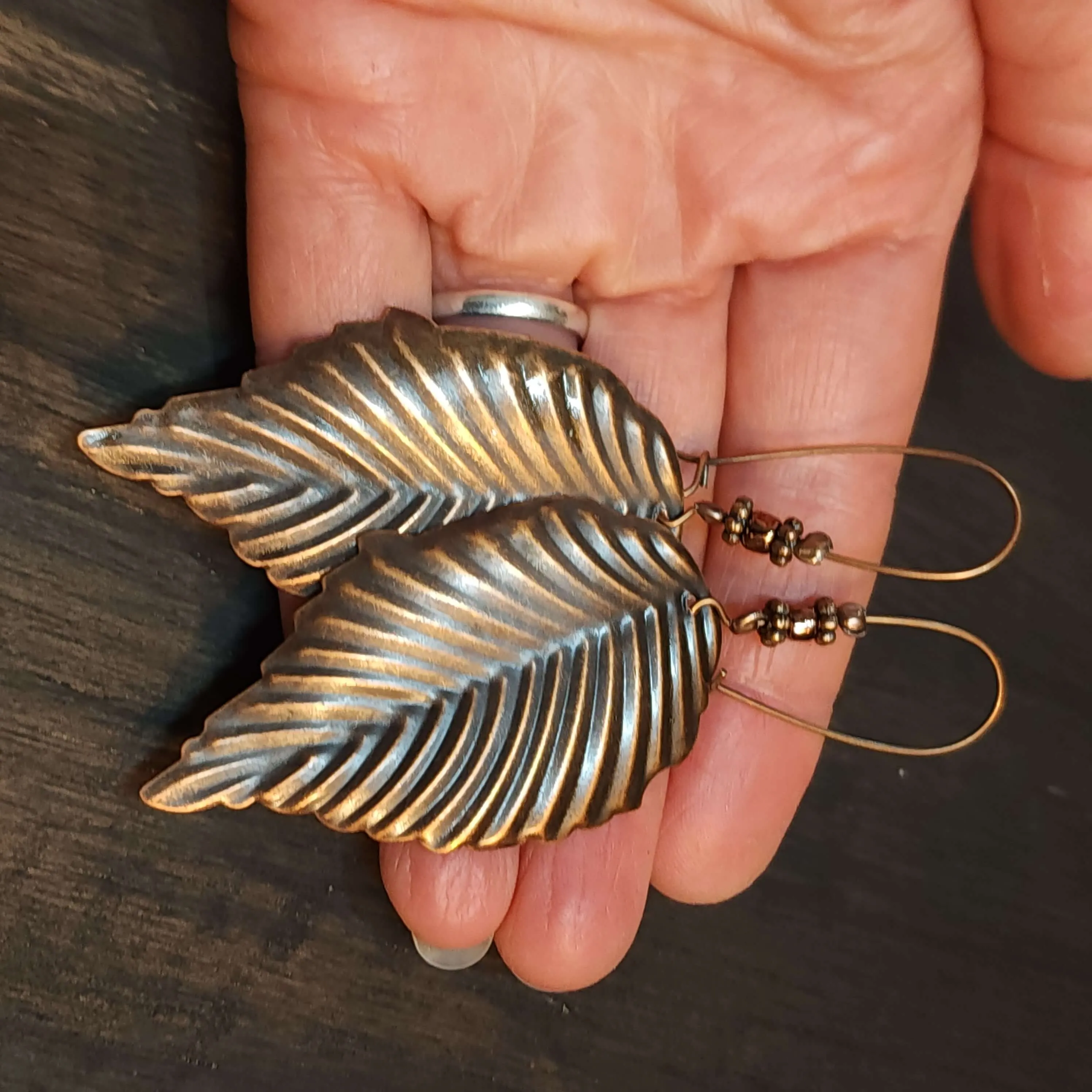 Large Copper Earrings, 54mm Leaf Earrings, Long Lightweight Earrings