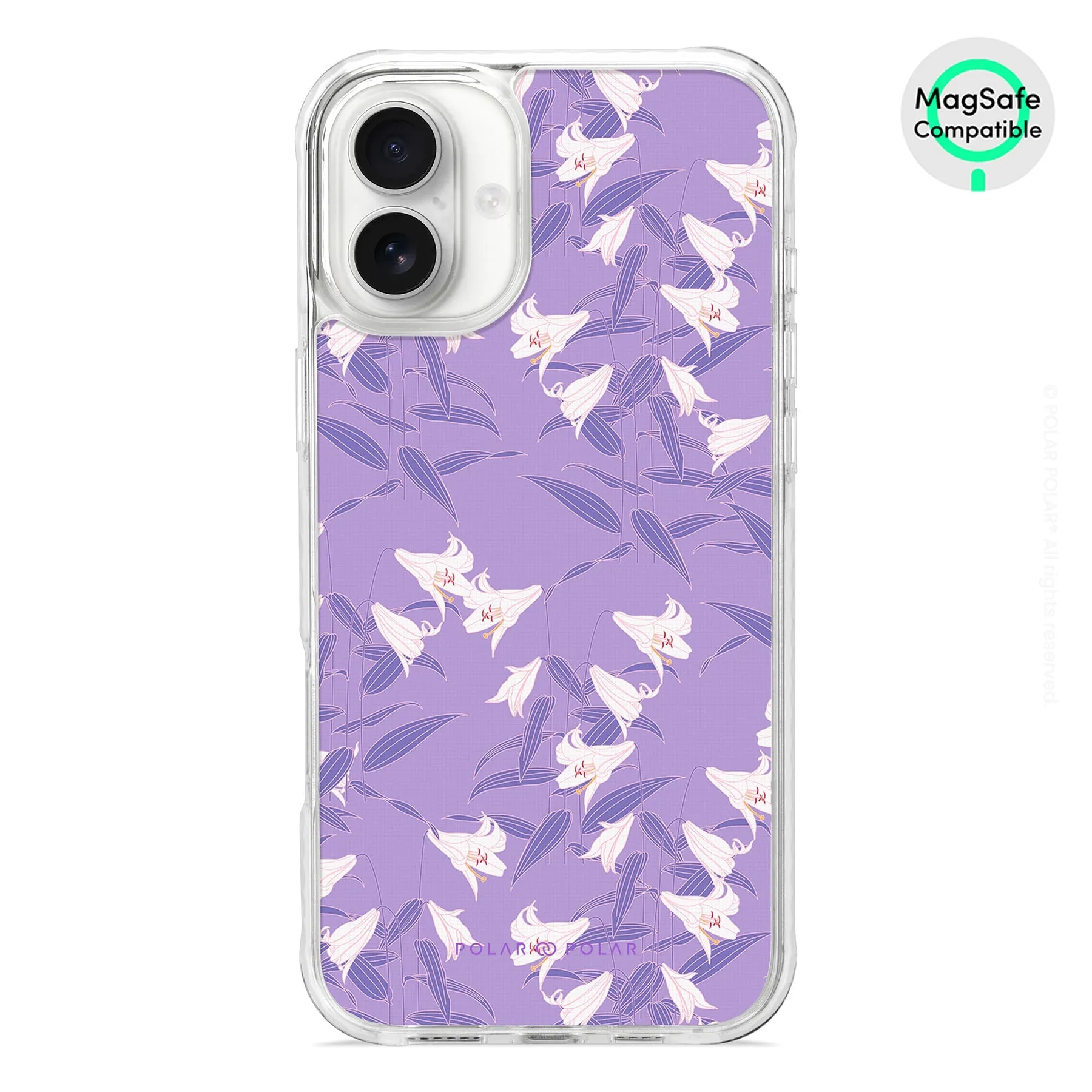 Lavender Lily - iPhone 16 Plus Clear Bumper MagSafe Case