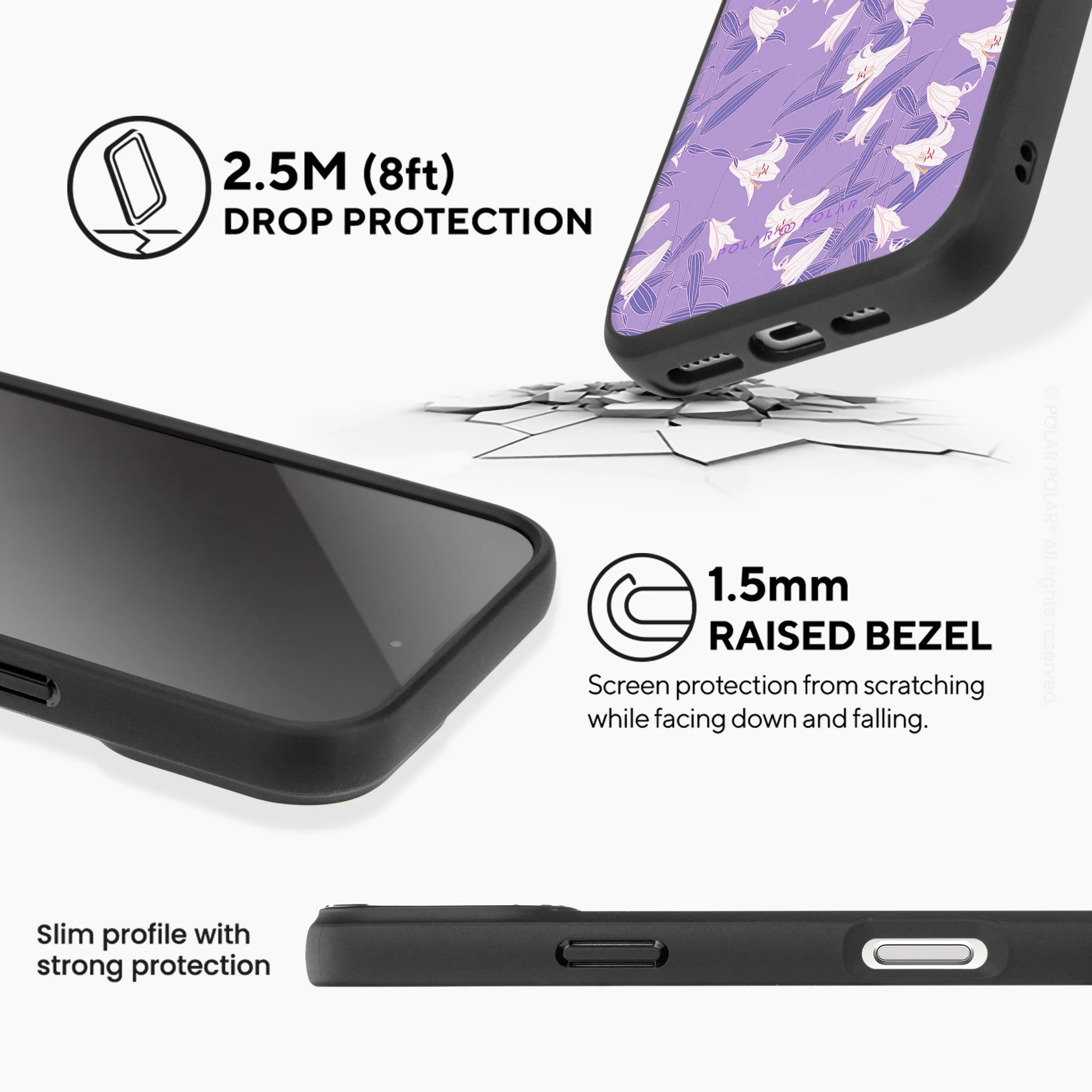 Lavender Lily - iPhone 16 Pro Frosted Black Bumper MagSafe Case