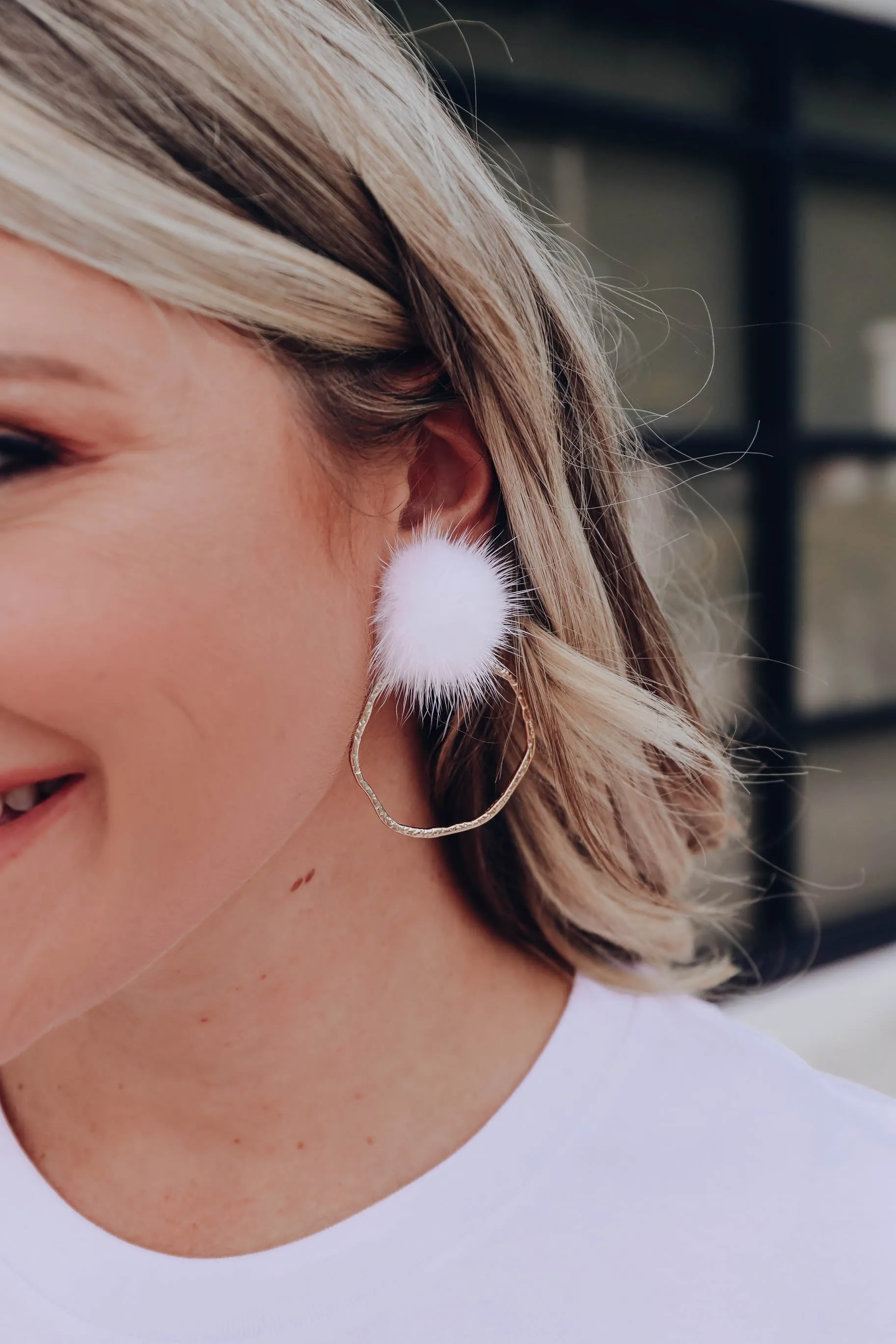 Lennie Puffy Hoops - White