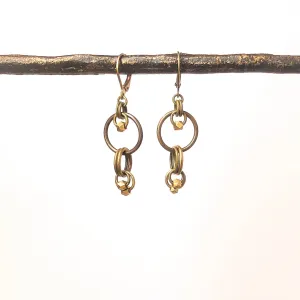 Light Geometric Brass Ring Drop Earrings