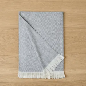 Light Grey Herringbone Throw Blanket