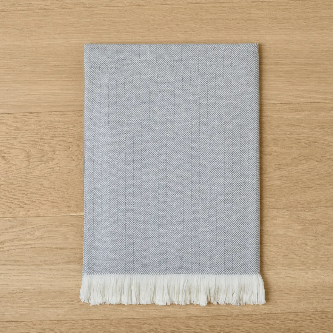 Light Grey Herringbone Throw Blanket