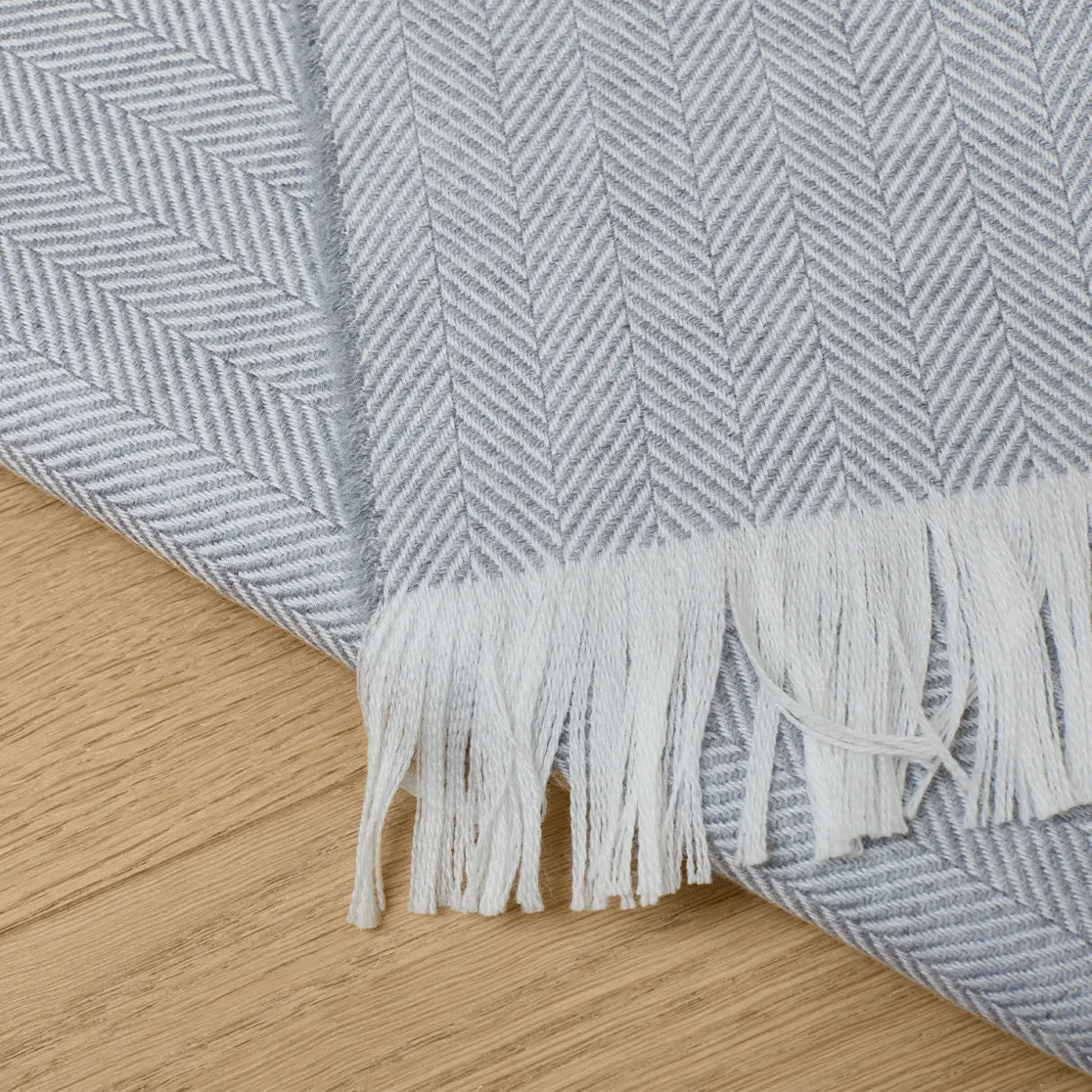 Light Grey Herringbone Throw Blanket
