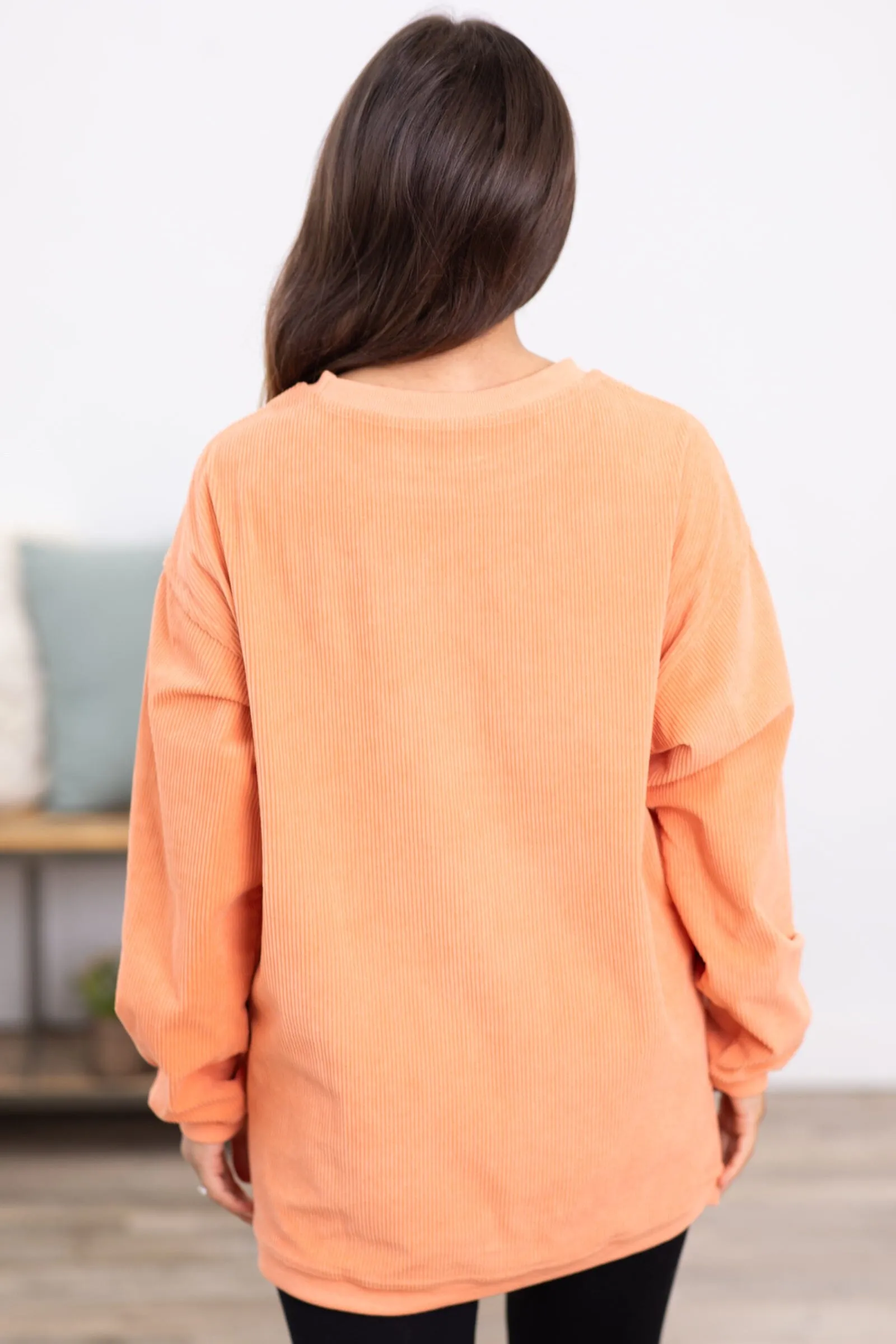 Light Orange Lightweight Corduroy Sweatshirt