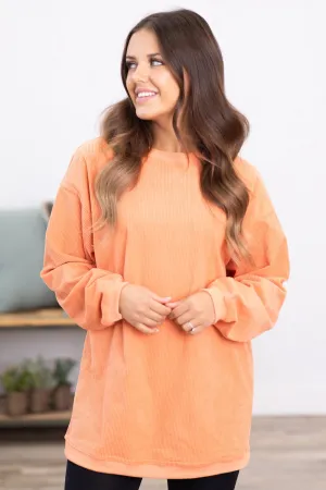 Light Orange Lightweight Corduroy Sweatshirt
