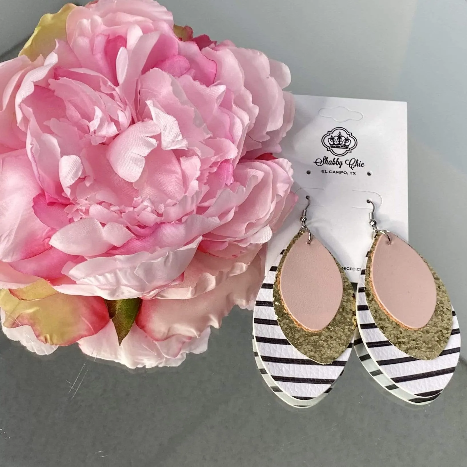 Light Pink, Gold and Stripes earrings