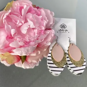 Light Pink, Gold and Stripes earrings