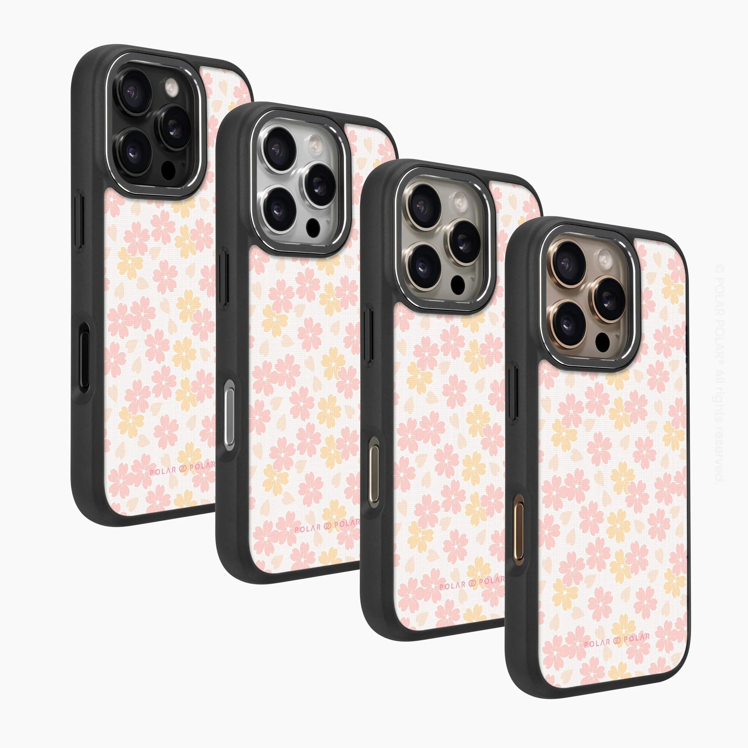 Light Pink Sakura - iPhone 16 Pro Frosted Black Bumper MagSafe Case
