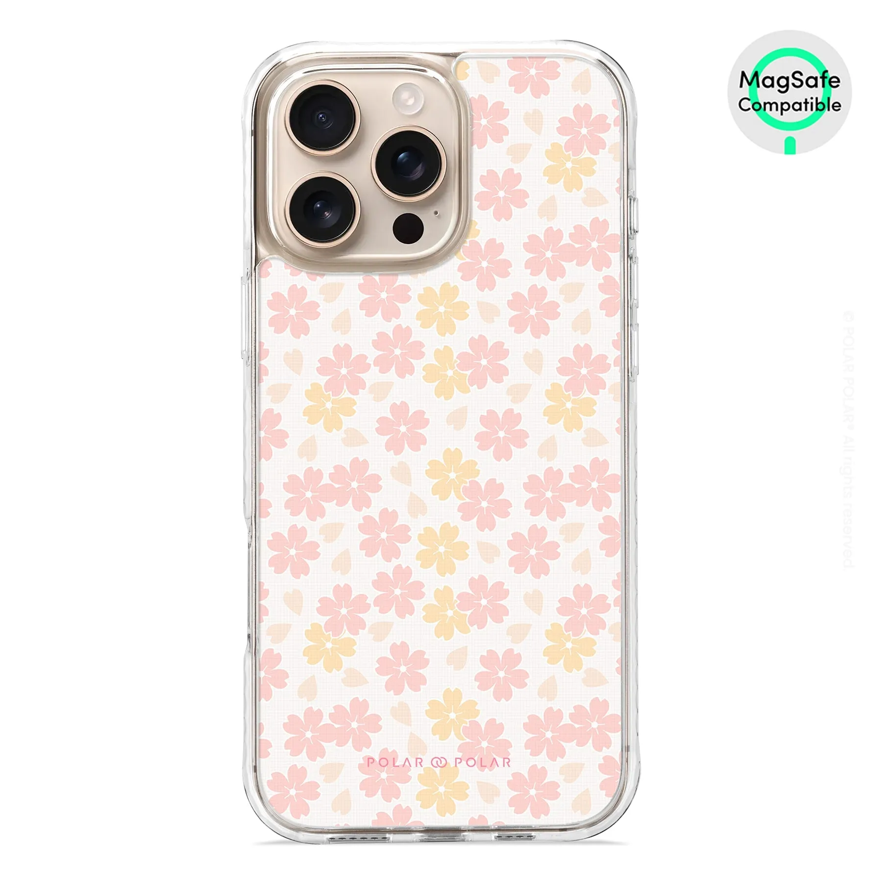Light Pink Sakura - iPhone 16 Pro Max Clear Bumper MagSafe Case