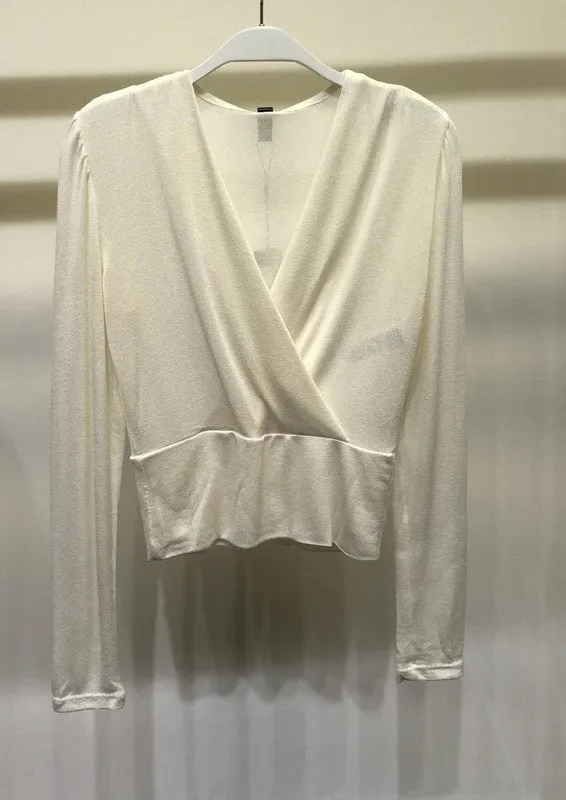 Lightweight  Crossover Long Sleeve V Neck Top
