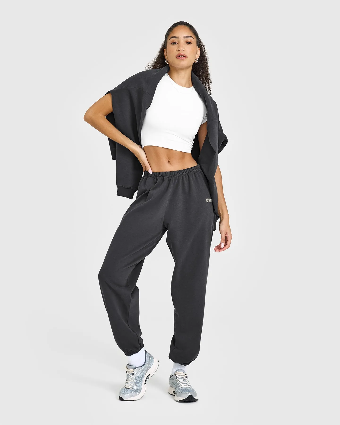 Lightweight Jogger with Printed Logo | Coal
