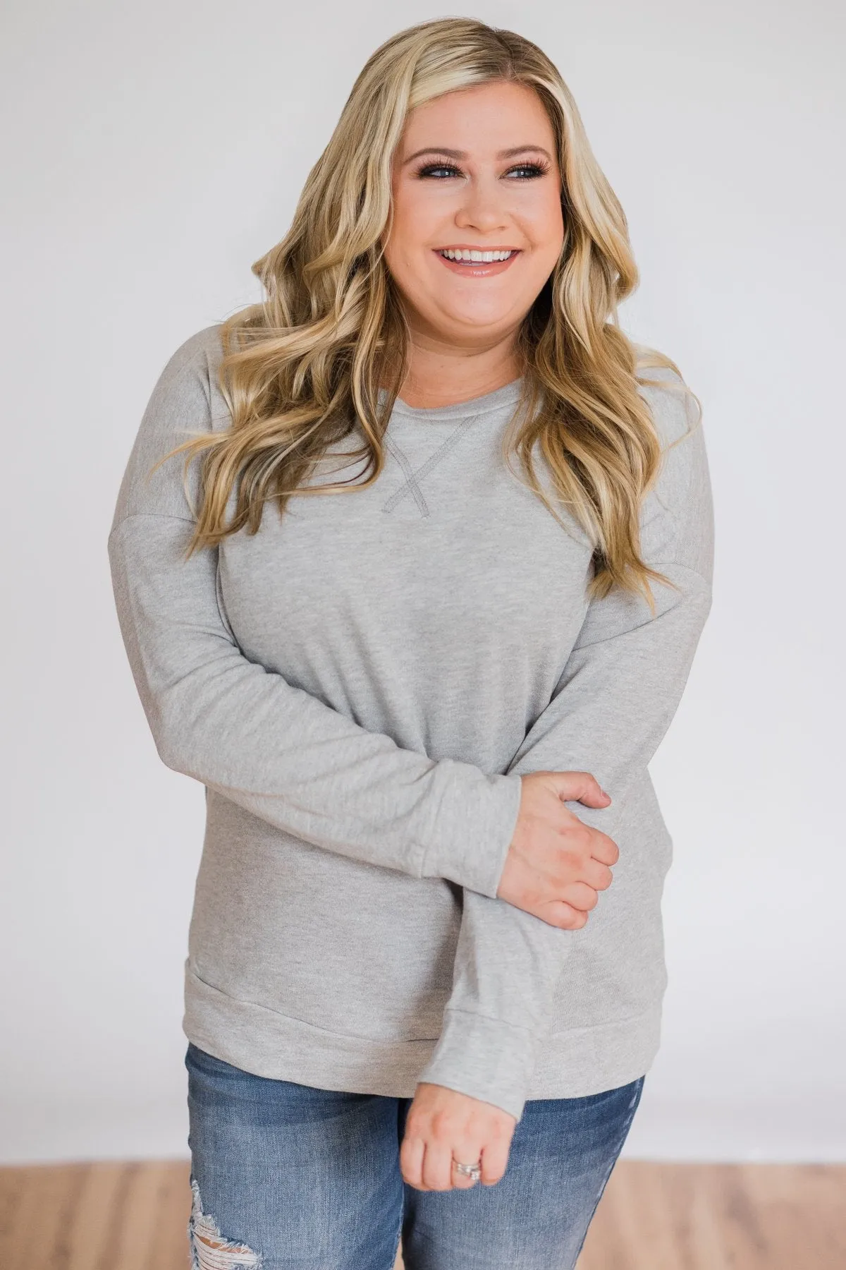 Lightweight Long Sleeve Crewneck- Grey