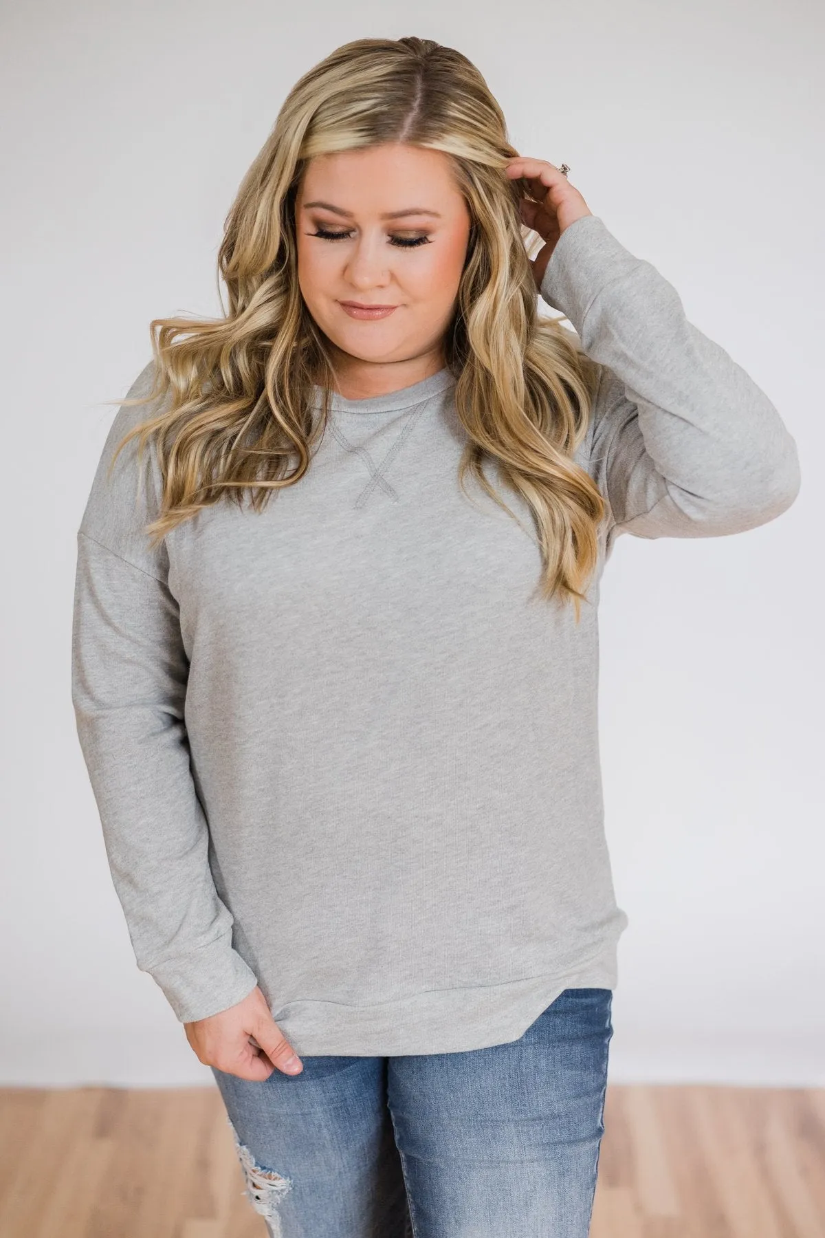 Lightweight Long Sleeve Crewneck- Grey