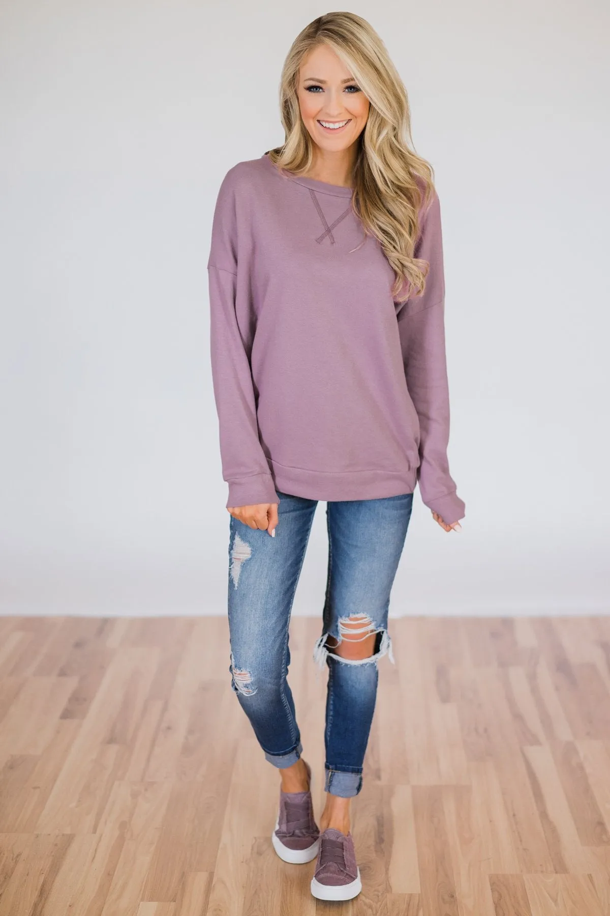 Lightweight Long Sleeve Crewneck- Lavender