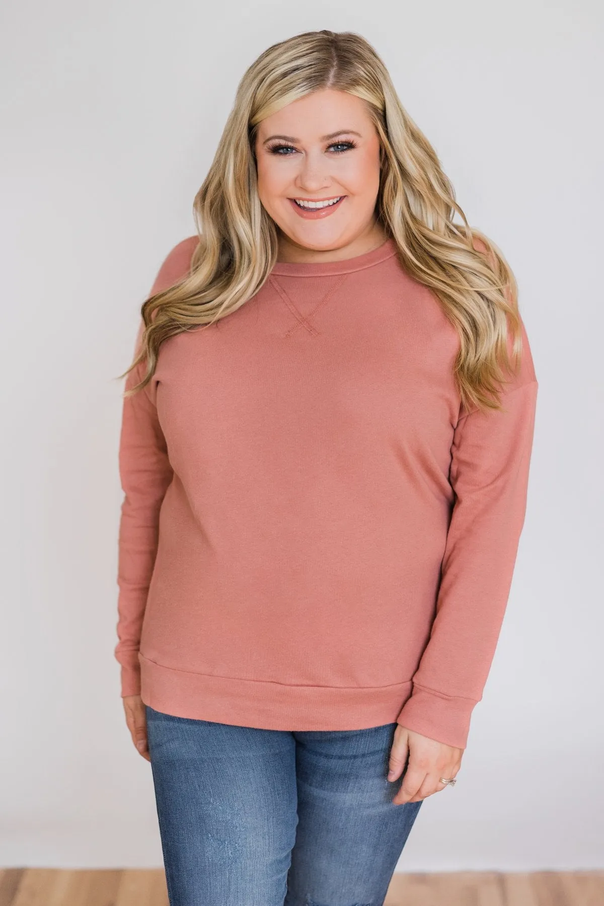 Lightweight Long Sleeve Crewneck- Rosé