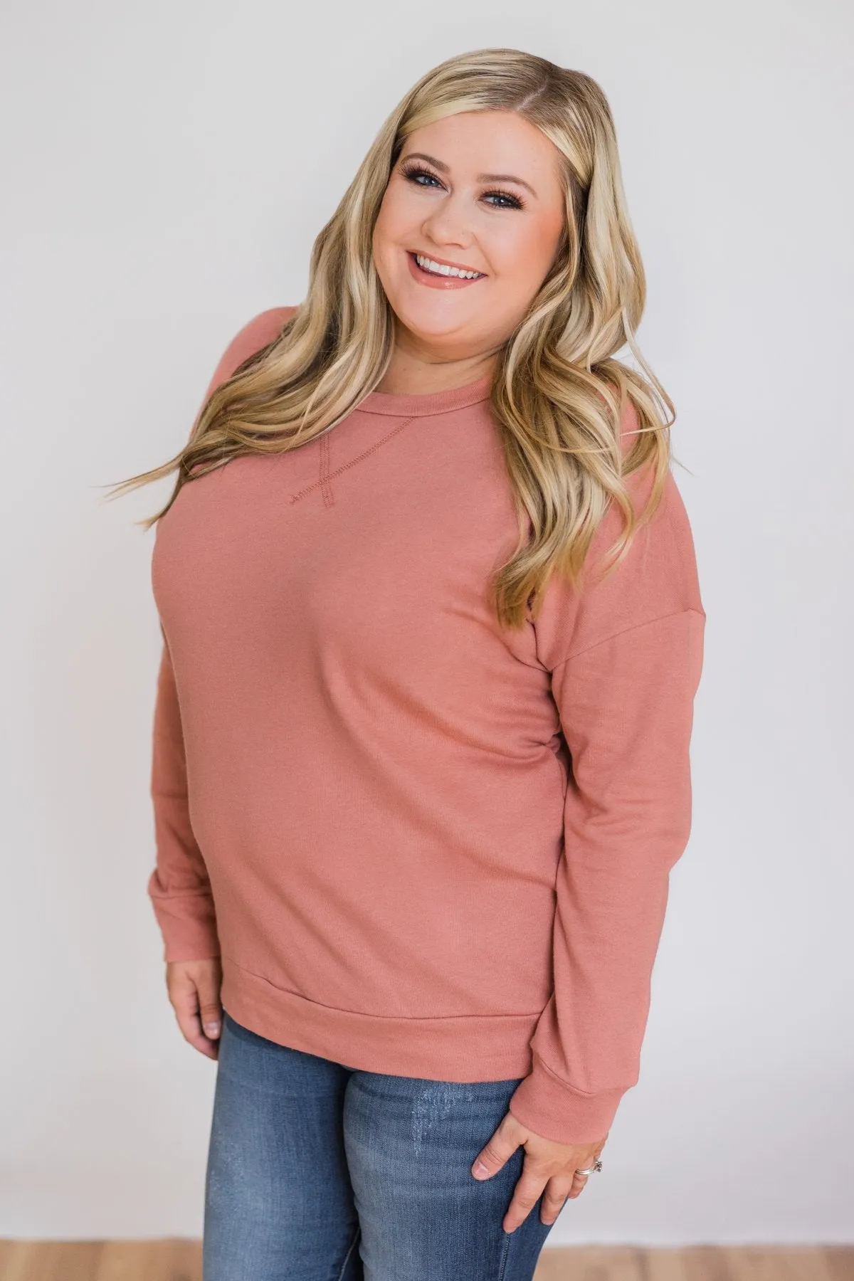 Lightweight Long Sleeve Crewneck- Rosé
