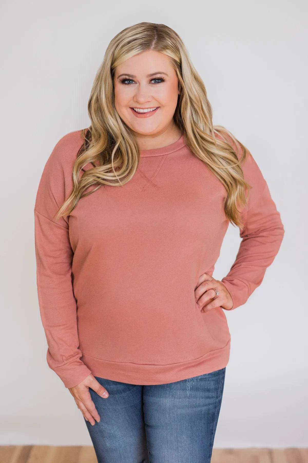 Lightweight Long Sleeve Crewneck- Rosé