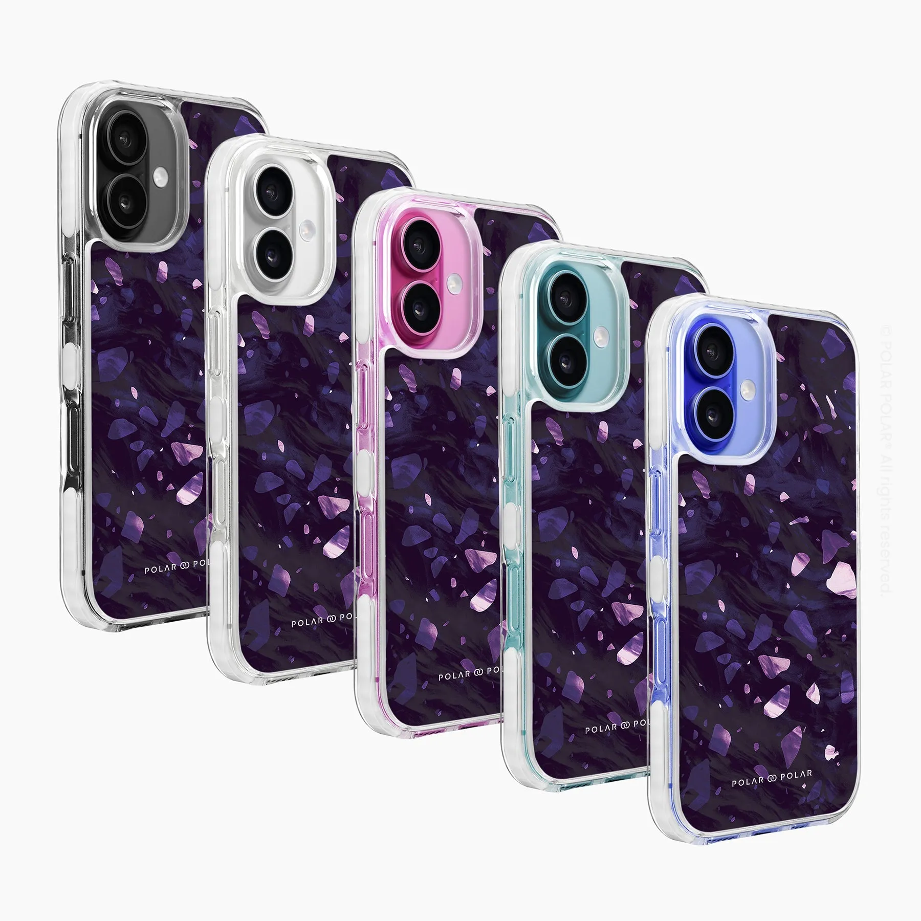 Lilac Terrazzo Gem - iPhone 16 Clear Bumper MagSafe Case