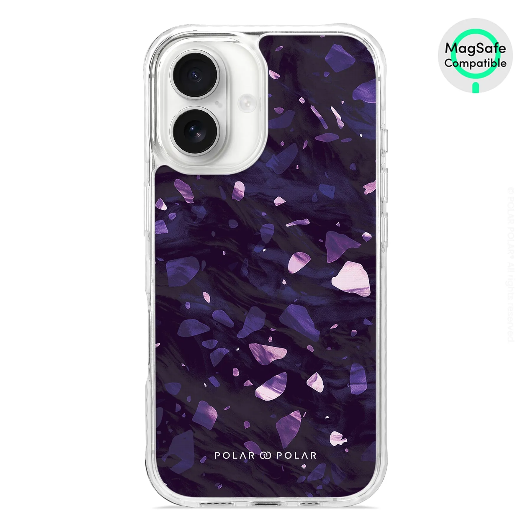 Lilac Terrazzo Gem - iPhone 16 Clear Bumper MagSafe Case