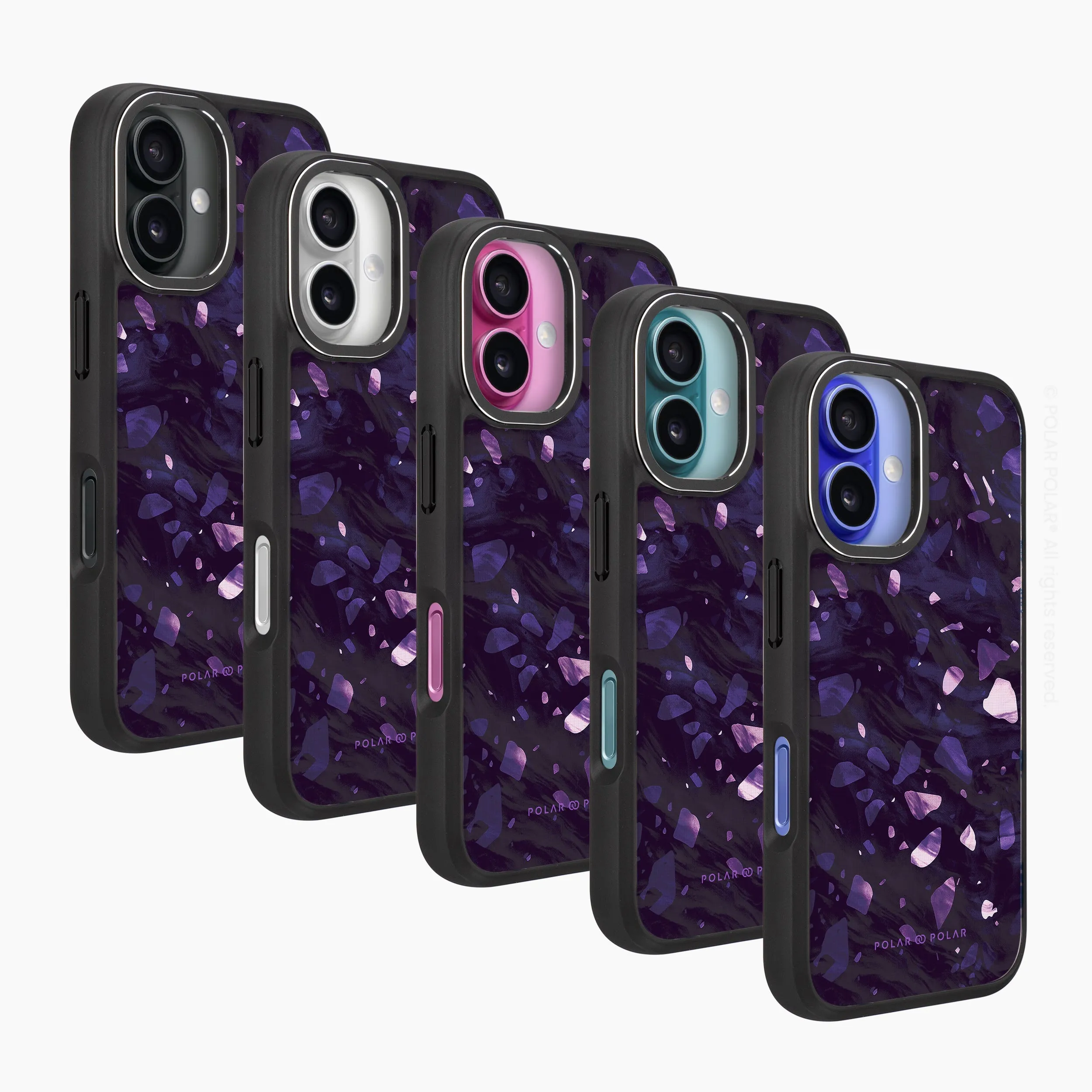 Lilac Terrazzo Gem - iPhone 16 Plus Frosted Black Bumper MagSafe Case