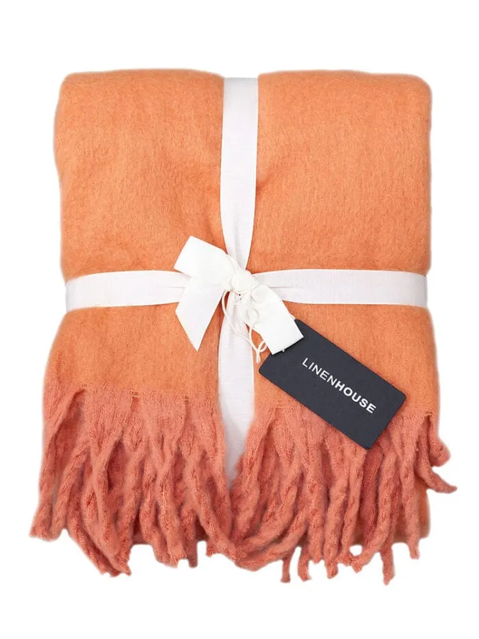 Linen House Embrace Throw 140x180cm Coral Blossom