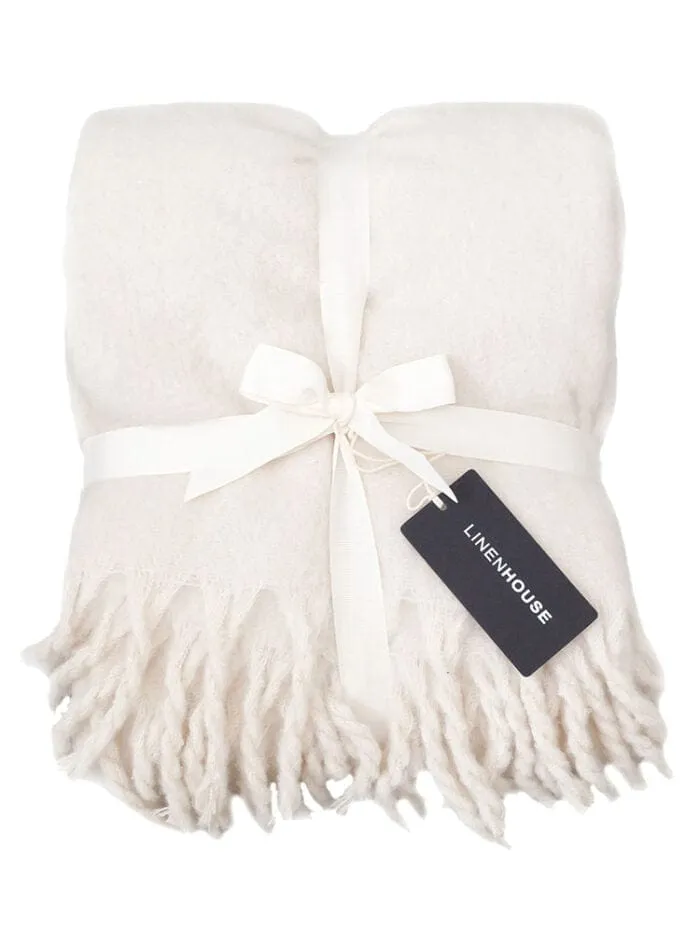 Linen House Embrace Throw 140x180cm Pearl