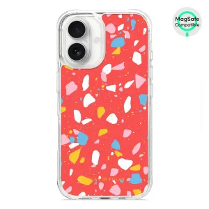 Living Coral Terrazzo - iPhone 16 Clear Bumper MagSafe Case