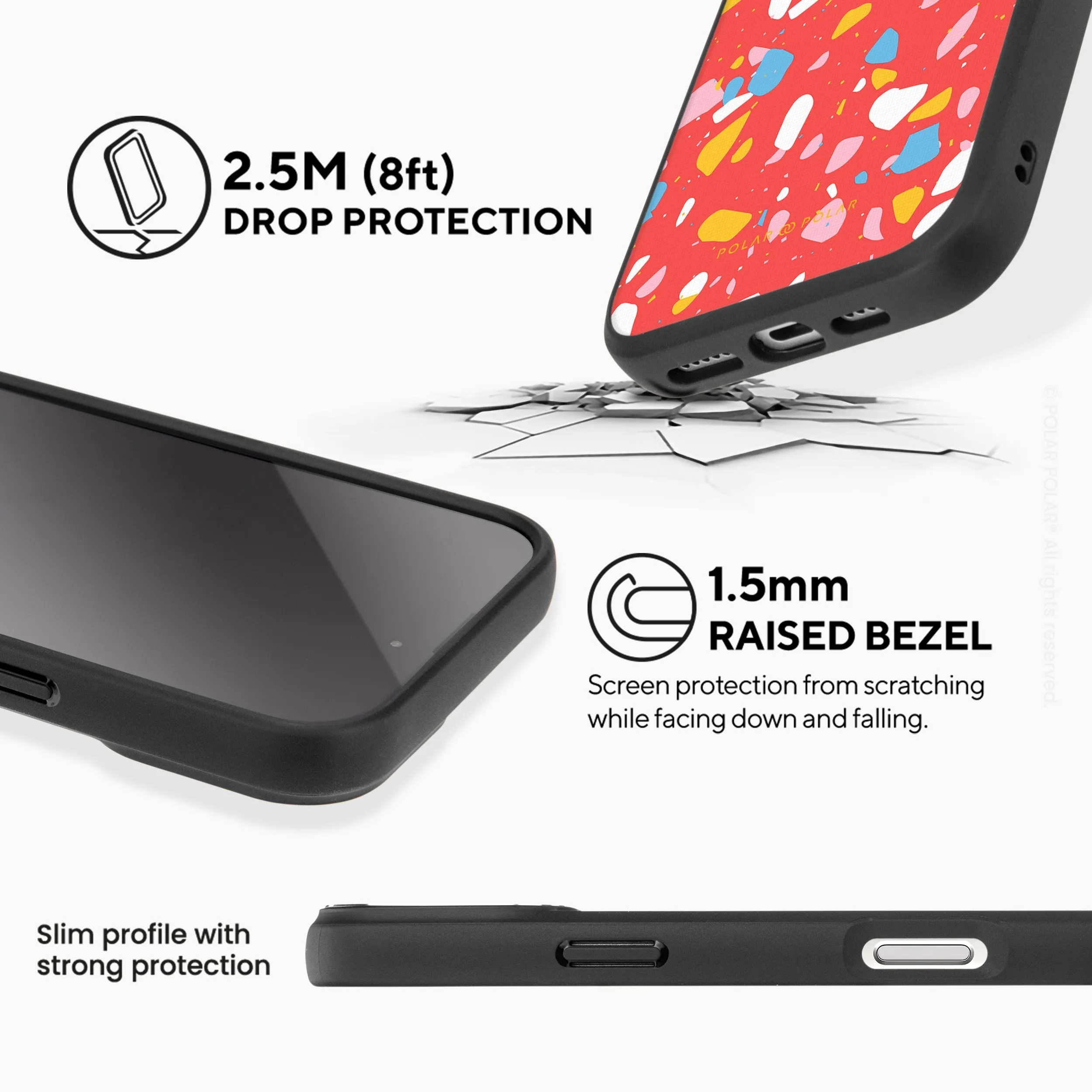 Living Coral Terrazzo - iPhone 16 Frosted Black Bumper MagSafe Case