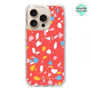 Living Coral Terrazzo - iPhone 16 Pro Clear Bumper MagSafe Case