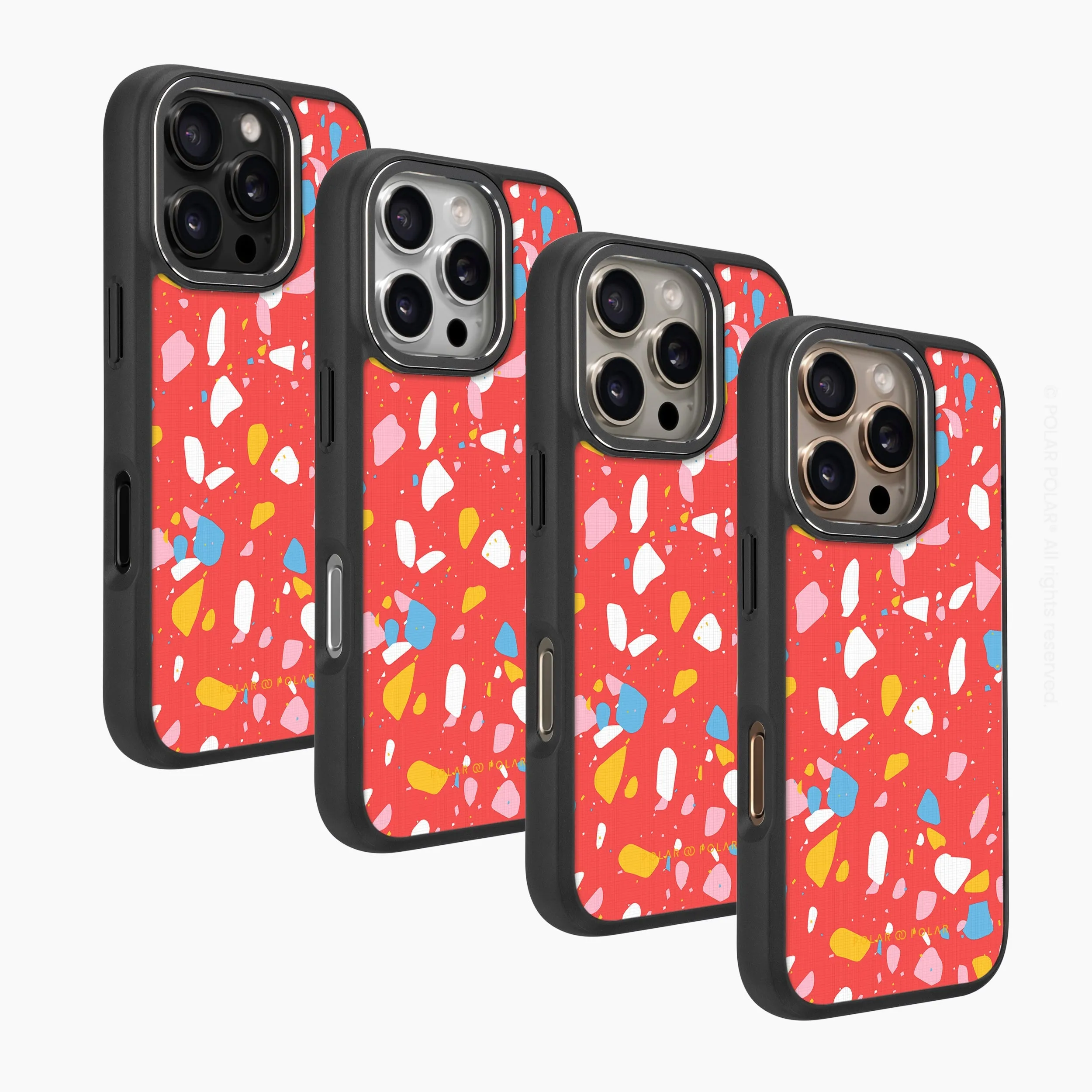 Living Coral Terrazzo - iPhone 16 Pro Frosted Black Bumper MagSafe Case