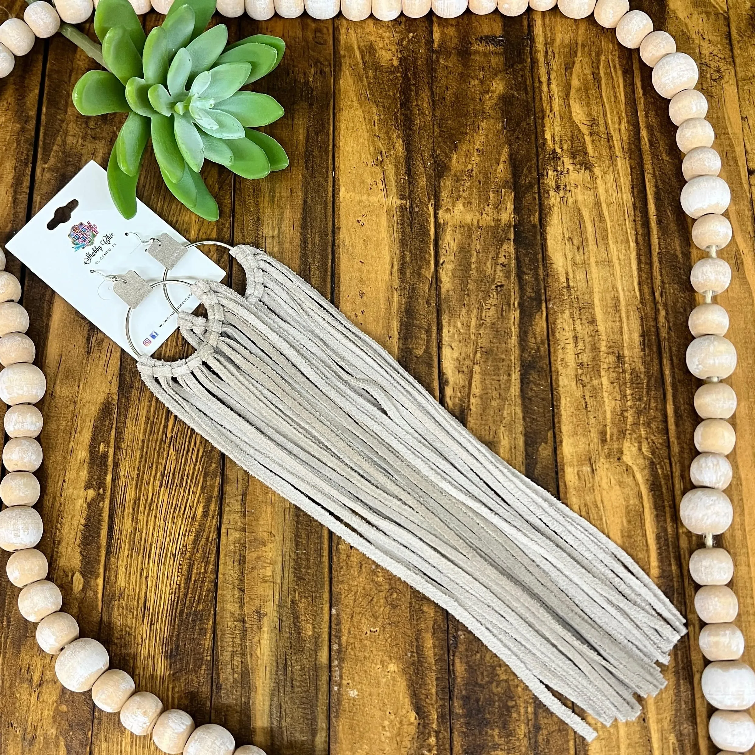 Long Fringe Earrings - Grey